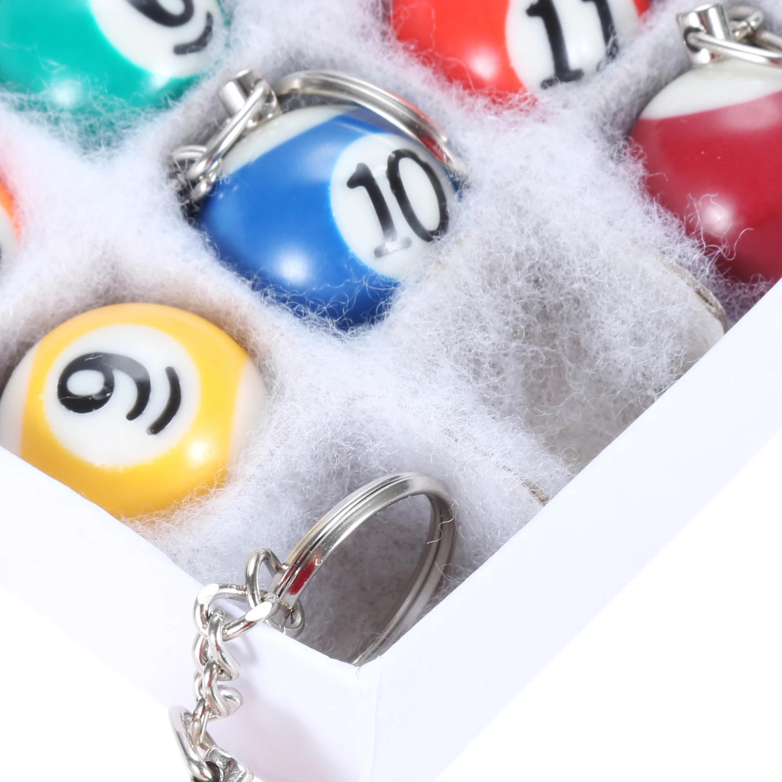 Description Picture 3 of item16Pcs Mini Pool Billiard Shaped Keychain Table Ball Key Ring Creative Hanging Decorations Lucky No8 Gifts for Men Snooker Player