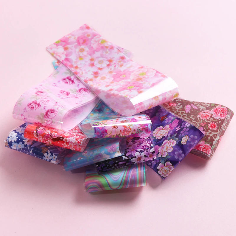 Description Picture 6 of item10pcs Colorful Flowers Print Stickers On Nails Foils Starry Sky Wraps Transfer Decals For Manicure Spring Nail Art Decorations