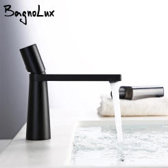 Bathroom Faucets Black Brass Single Hole Single Handle 360 Degree Rotation Deck Mounted Basin Hot And Cold Water Sink