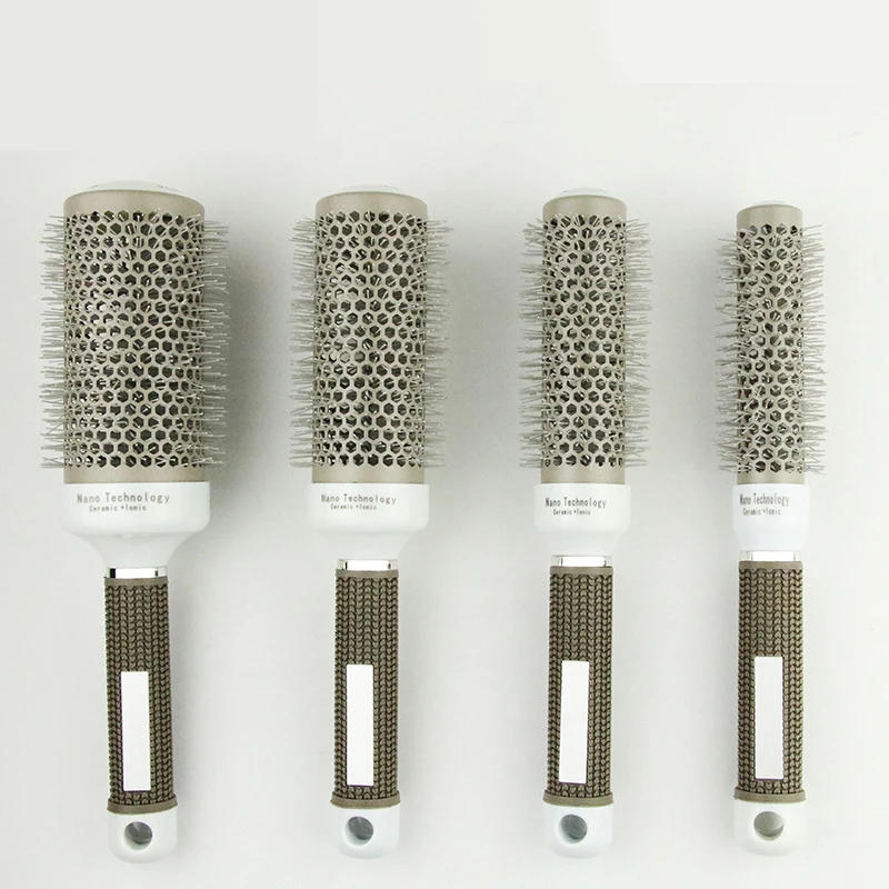 Description Picture 6 of item1 Pcs Cylinder curly hair professional styling gray aluminum tube comb Massage Comb Brush for Hair Hairdresser Hairdressing Tool