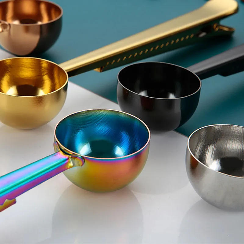 Description Picture 4 of itemSpoon Two-in-one Stainless Steel Coffee tea Sealing Clip for Kitchen Long Handle Measuring Tableware Drinks Coffee accessories