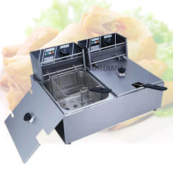Commercial Double Two Cylinder Electric Deep Fryer French Fries Oven Hot Pot Fried Chicken Frying Machine Pan