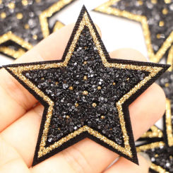 5pcs/lot 6CM Glitter Stars Stickers Sequined Star Patch  DIY Fabric Appliques Badge Iron On Coats Jeans Pants Badge Accessory