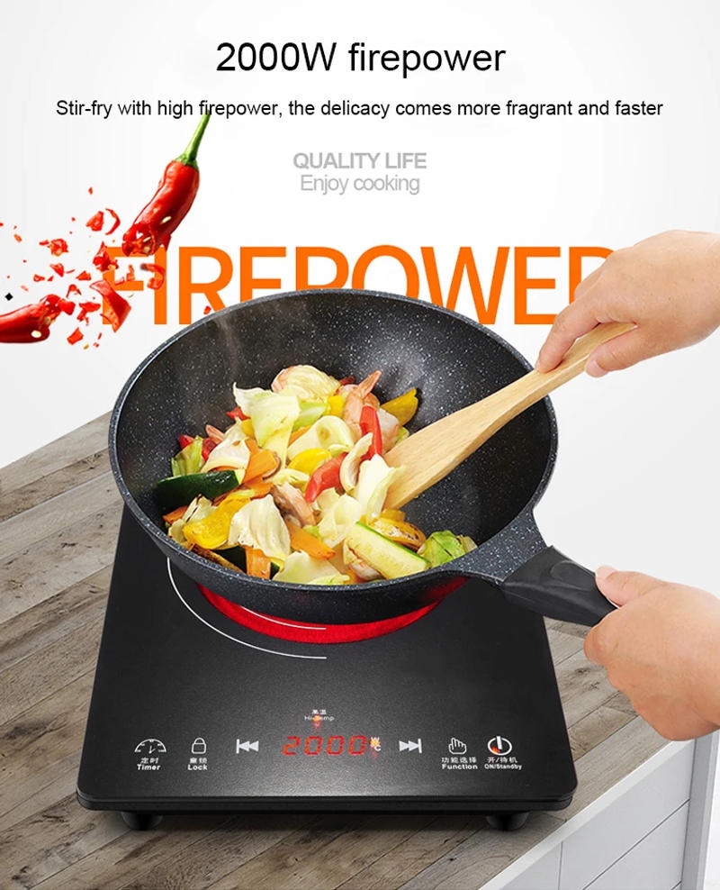 Description Picture 4 of itemDMWD Household Mini Electric Induction Cooker Heat Milk Water Boiled Countertop Burner Stew Porridge Noodles Hotpot Stove 2000W