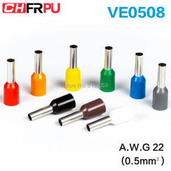 100pcs  E0508 Insulated Ferrules Terminal Block Cord End Wire Connector Electrical Crimp Terminator  Wire  For 0.5mm², 22 AWG