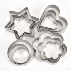 12Pcs/Set Stainless Steel Cookie Biscuit DIY Mold Star Heart Round Flower Shape Cutter Baking Mould Tools Fruit Cut Egg Mold