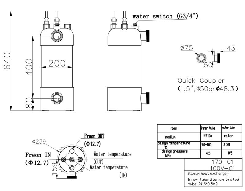 Description Picture 4 of item17KW High heat transfer twisted tube heat exchanger, swimming pool titanium heat exchanger, 10kw evaporator