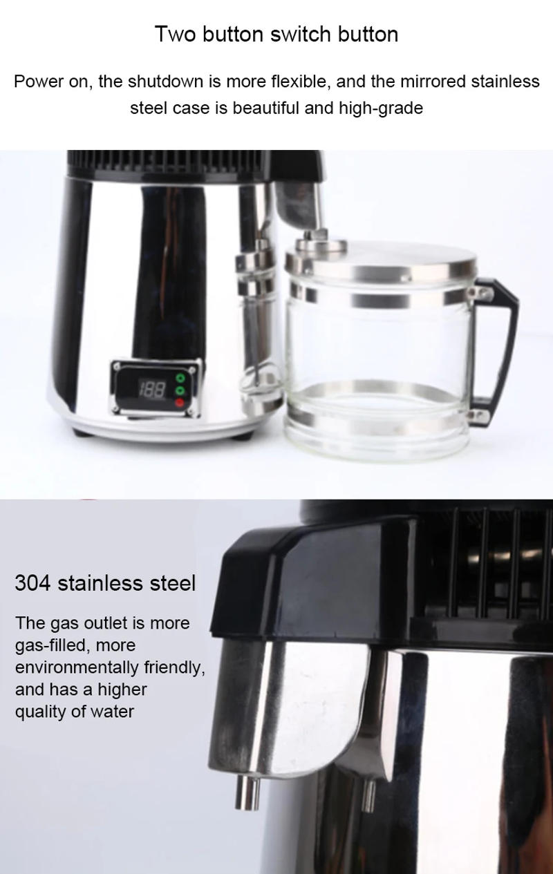 Description Picture 5 of itemDMWD Pure Water Distiller 304 Stainless Steel Distilled Water Machine Dispenser Filter 4L Dental Distillation Purifier 110V/220V