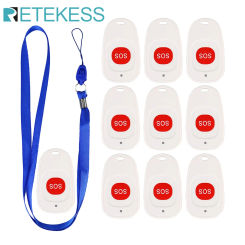 Retekess Caregiver Pager 10PCS TH001 Emergency Call Button SOS Call Bell Transmitter for the Elederly Clinic Nursing Home