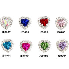 5Pcs Big Love Heart Shape Rhinestones Nail Crystal 12X13mm,Alloy Germ  Manicure Jewelry Accessories For Nails Decorations #C6001
