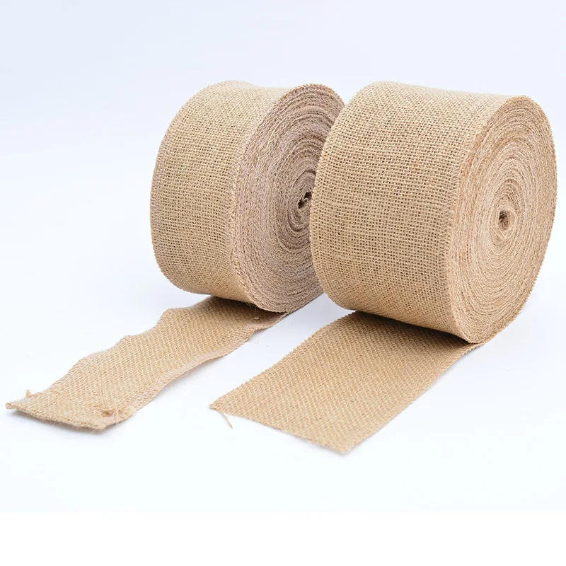 Description Picture 6 of item1-10 Meters/Roll 100% Natural Jute DIY Crafts Gift Package Burlap Lace Hessian Hemp Ribbon Vintage Rustic Wedding Party Decor