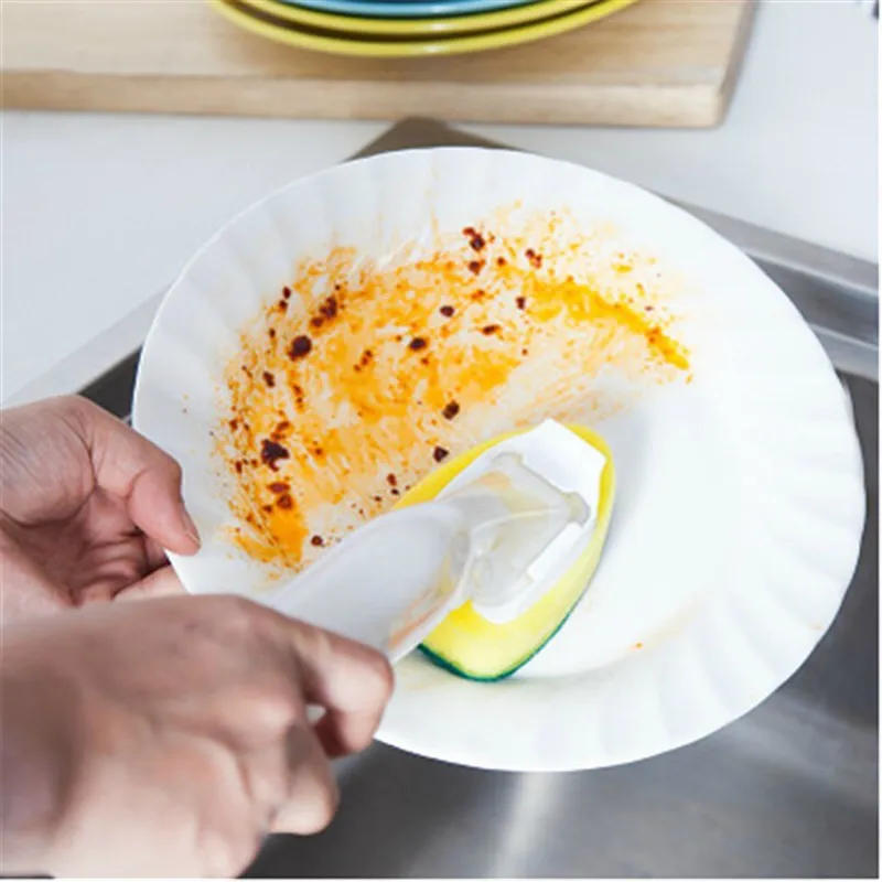 Description Picture 3 of itemDish Washing Tool Soap Dispenser Handle Refillable Bowls Pans Cups Cleaning Sponge Brush for Kitchen Clean Tools