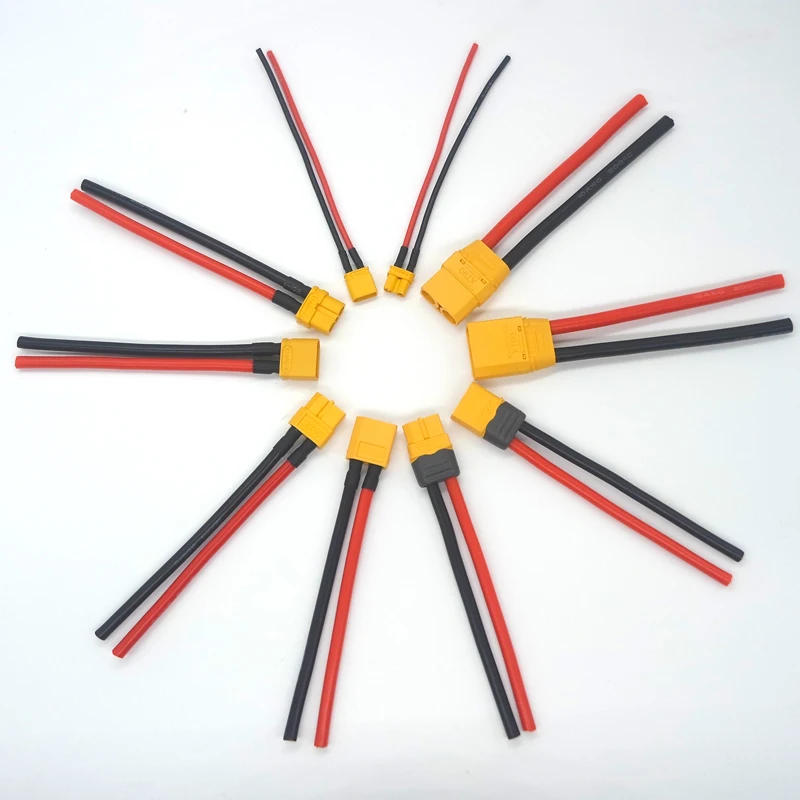 Description Picture 2 of item10/20/30/40/50CM UAV Wire Harness Accessories Amass XT90 Male and Female Plug With 12AWG/10AWG Silicone Flexible Cord Connector