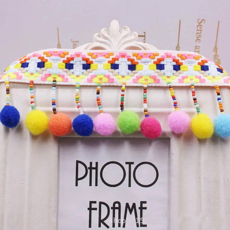 Description Picture 4 of itemPom Pom Trim Lace Fabric Sewing Accessories Pompons Trim tassel Ball Fringes Ribbon Sewing Lace For DIY Material Craft Apparel