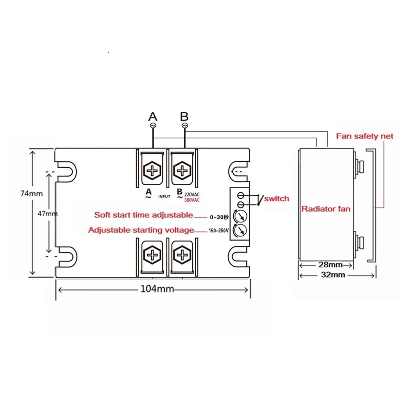 Description Picture 5 of item220V Single-Phase Intelligent Motor soft Starter Soft Start Module 50-60HZ Compatible 1KW 1.5KW 2KW 4KW 6KW 8KW