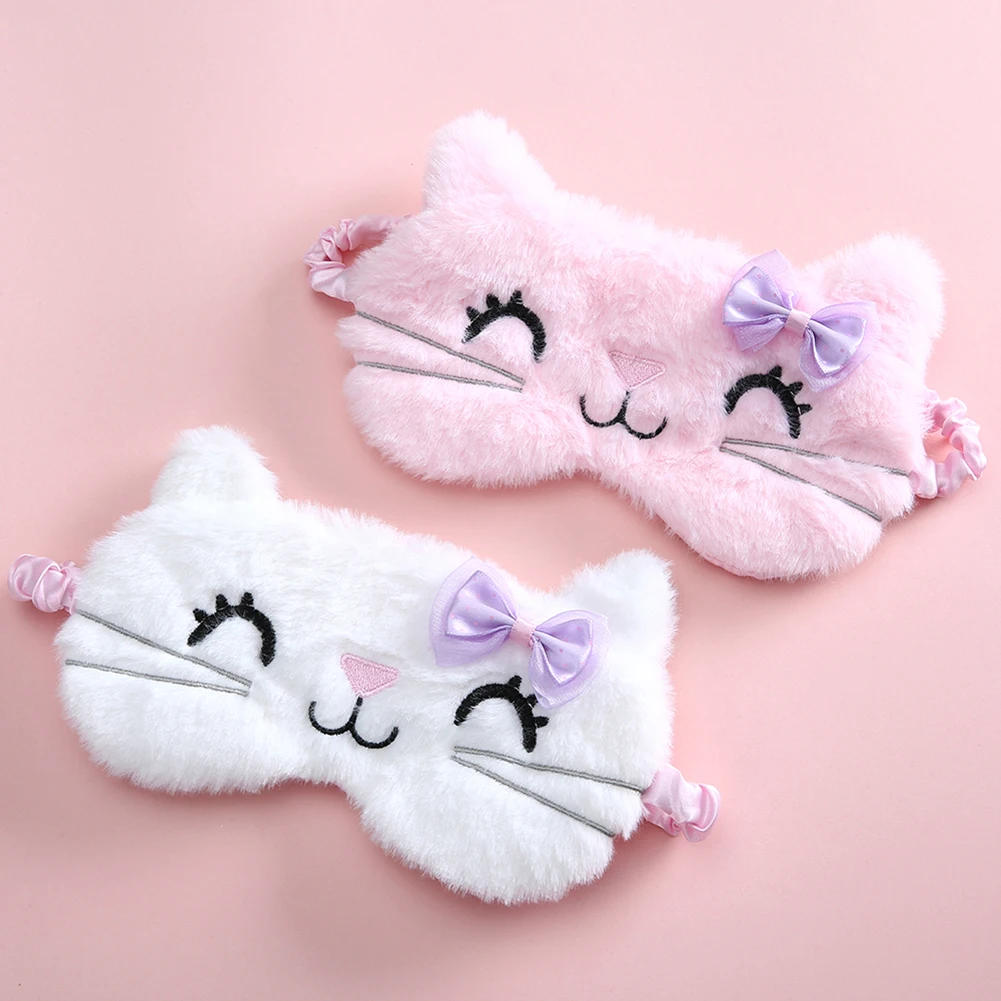 Description Picture 3 of itemCute Cat Soft Sleeping Eye Cover Mask Animal Plush Fabric Blindfold Relax Girls Lady For Home Traveling Eye Care