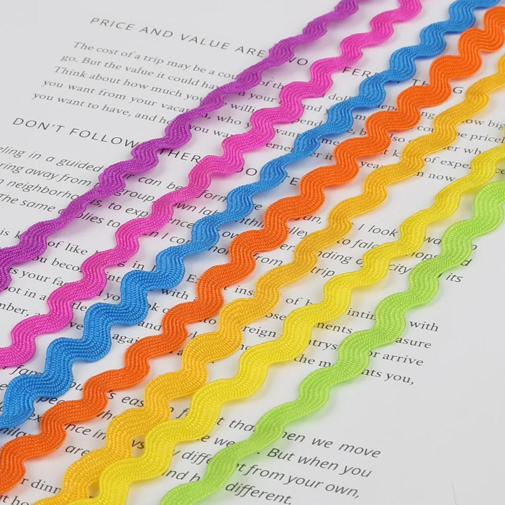 Description Picture 5 of item15yard 5mm Multi Colors Terylene Ribbon Lace Trimming Ribbon Wave Cords Threads for Patchwork Party Decor DIY Craft Supplies