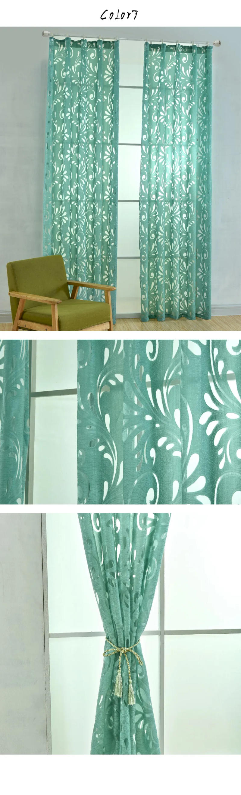 Description Picture 5 of itemHot Sale Tulle Sheer Curtains Jacquard Craft Polyester Fabrics For Window Modern Living Room Treatment Black White