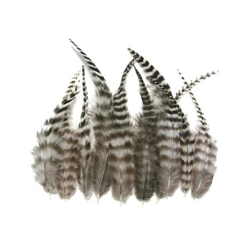 Description Picture 2 of itemNew 30pcs/bag 2optional colors Fly Tying Striated Rooster Feathers Natural Dry Fly Barred Cock Saddle Hackle Feather Trout Flies