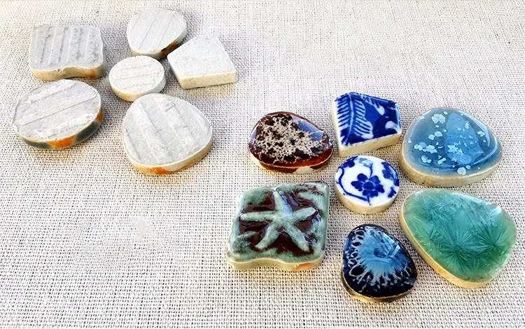 Description Picture 4 of item80g/2.82oz Fragments Porcelain Mosaic Tiles Ceramic Mosaic Making Materials 5.5mm Polygon/Oval/Round Pattern DIY Craft Tile