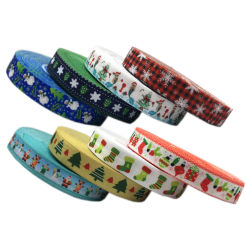 10Yard 16mm Christmas Snowman Gift Deer Printed Fold Over Elastic Ribbon DIY Pack Stuffs Hair Band Making Accessories Wholesale