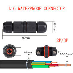 IP68 Waterproof Connector I-Type L16 2/3 Pin Electrical Terminal Adapter Wire Connector Screw Pin LEDLight Outdoor Connection