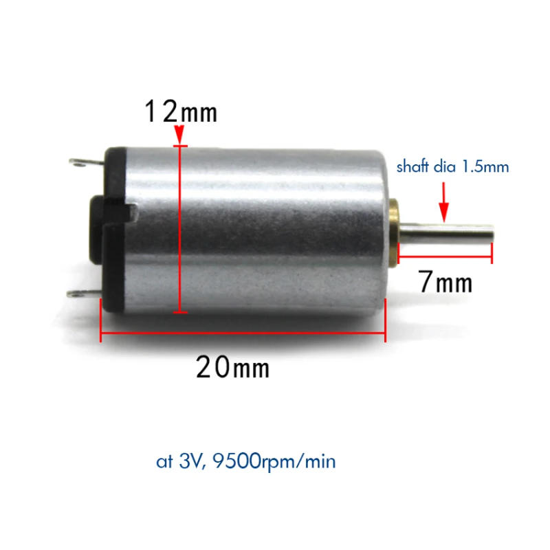 Description Picture 2 of item1220 High Speed Motor DC 3V 9500rpm Mute Micro Motor For DIY Small Fans, Small Wind Turbines Productions Shaft Diameter 1.5mm