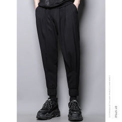 Japanese simple design cut solid casual pants cropped Leggings men's fashion Korean Leggings pipe pants