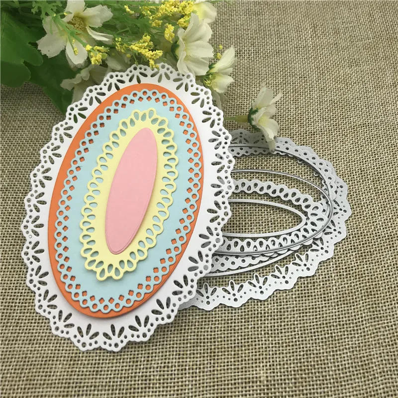 Description Picture 4 of item6pcs/set Oval Circle Scallop Fram Metal Cutting Dies for DIY Scrapbooking Album Paper Cards Decorative Crafts Embossing Die Cuts