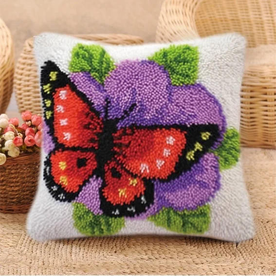 Description Picture 2 of itemSmyrna Flower Latch Hook Kit Mats Cushion Pillow DIY Crafts Flower Cushion Embroidery Latch Hook Rug Needlework Button Packages