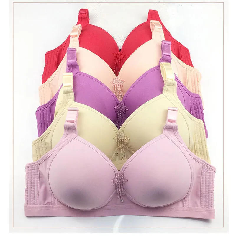 Description Picture 4 of item5 Colors French fashion Lavender black bra women wire free Big Bust 75 80 85 90 95 100 B C D cup bralette push up tops bh C07