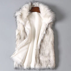Sleeveless Jackets Women Faux Fur Vest V Neck Thick Jackets High Street Cardigan Coat Elegant Female Warm Vests Winter 2025