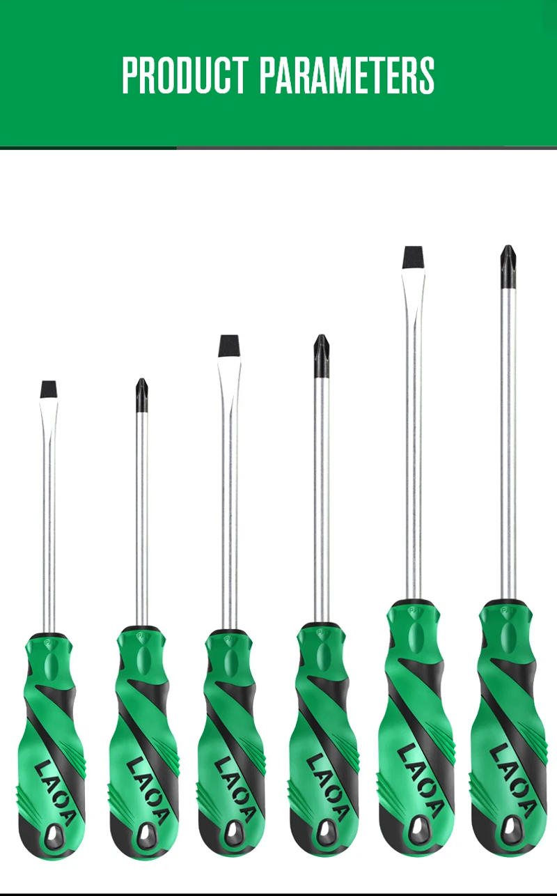 Description Picture 4 of itemLAOA 1pcs Slotted Screwdriver S2 Material Phillips Screwdrivers Double Color handle Screw Driver With Magnetism