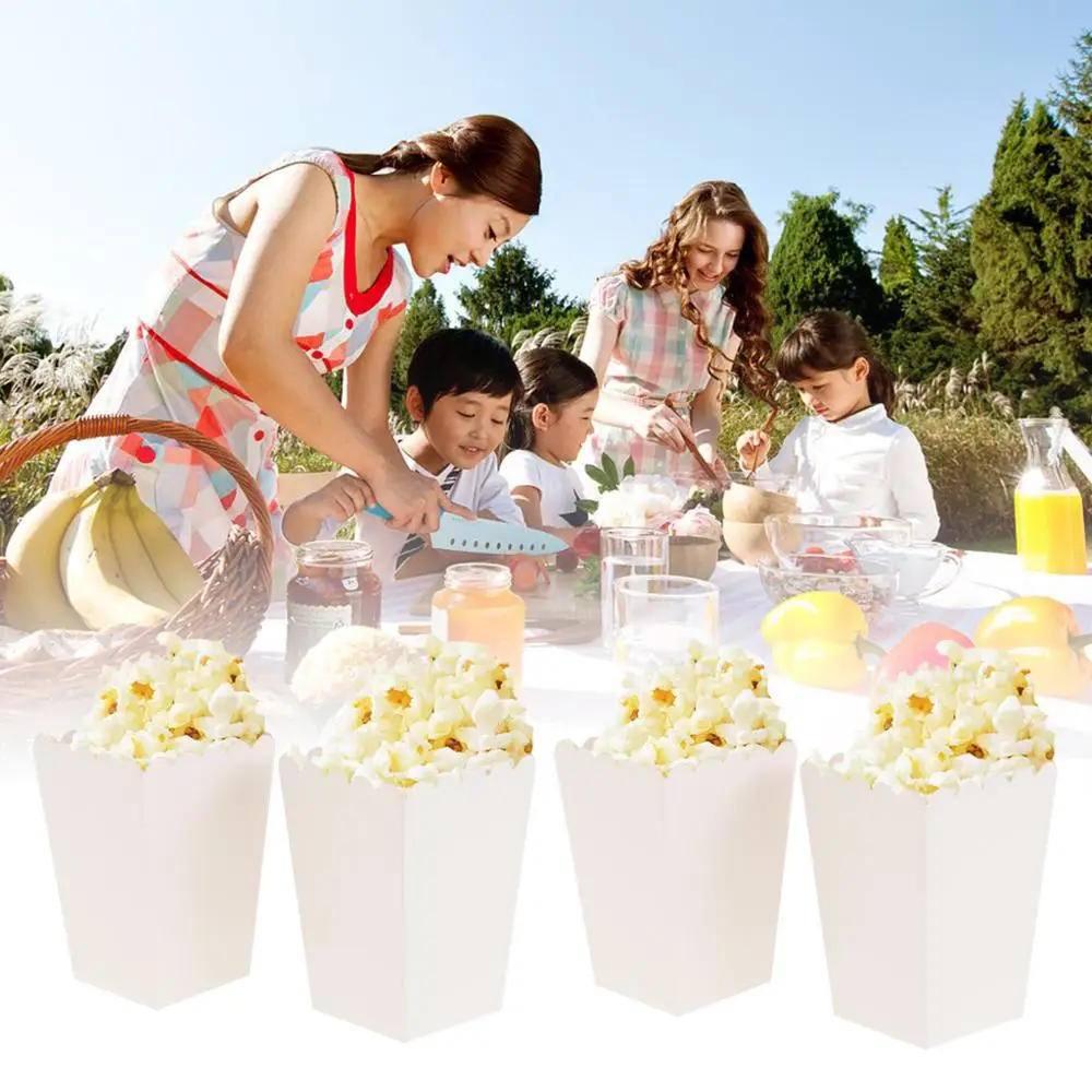 Description Picture 3 of item12 Pieces Pure White Popcorn Boxes Container Birthday Movie Party Favors Favor Guests Gifts Box Treat Bags Wedding Bridal