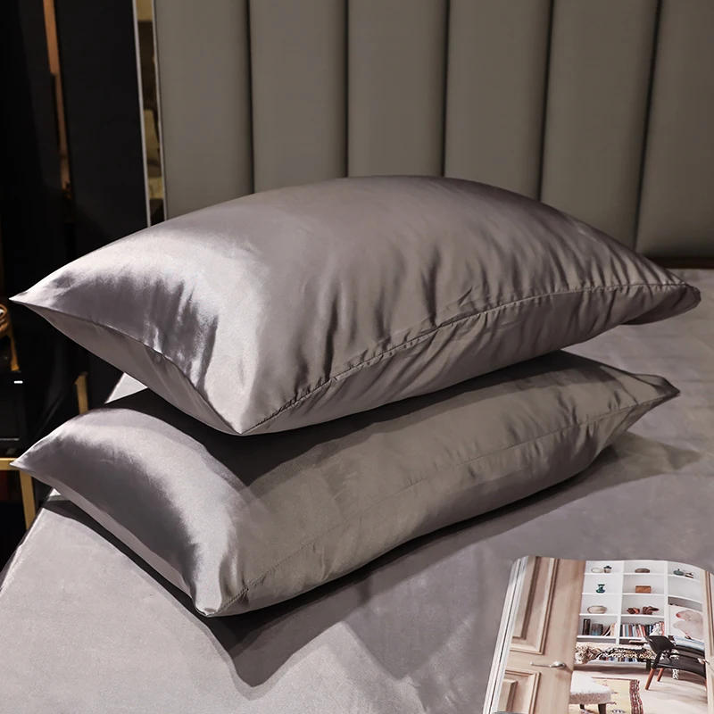 Description Picture 2 of item1PC/ 2pcs Pure Satin Silky Soft Pillowcase Cover Bedding pillow Cover Rectangle Pillow Cases Bed Linings Multicolor