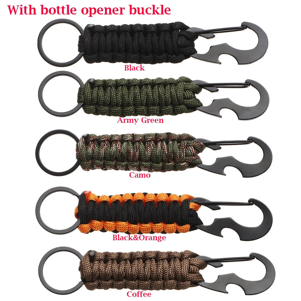 Description Picture 3 of itemOutdoor Keychain Ring Camping Carabiner Military Paracord Cord Rope Camping Survival Kit Emergency Knot Bottle Opener Tools