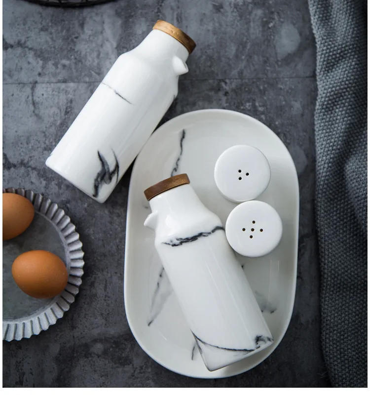 Description Picture 5 of itemCeramics Spice Jar Marbling Seasoning Bottle Nordic Style Creative Pepper Bottle Household Kitchen Supplies Spice Container