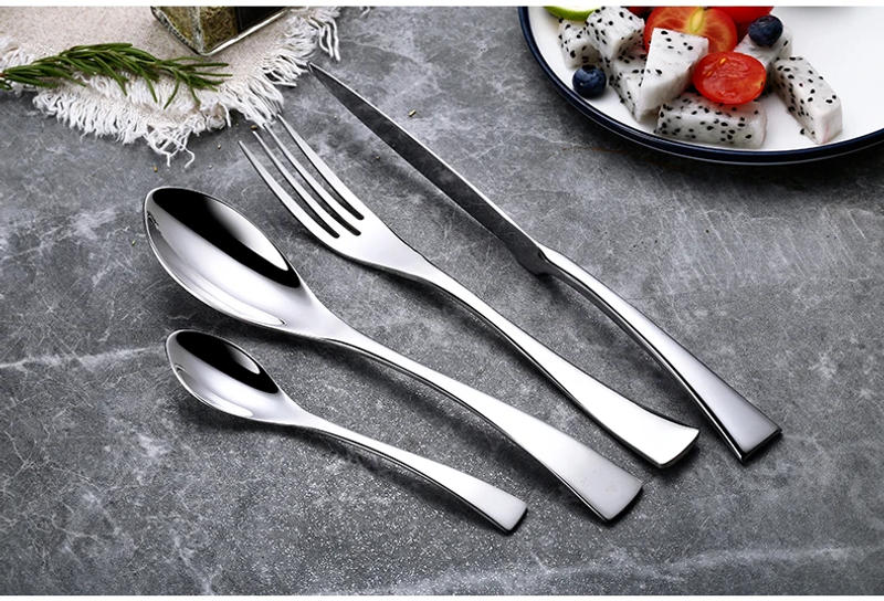 Description Picture 4 of item24 Pcs 18/10 Stainless Steel Black Gold Silver Cutlery Dinnerware Meat Knives Coffee Spoon Fork Flatware Set Dishwasher Safe