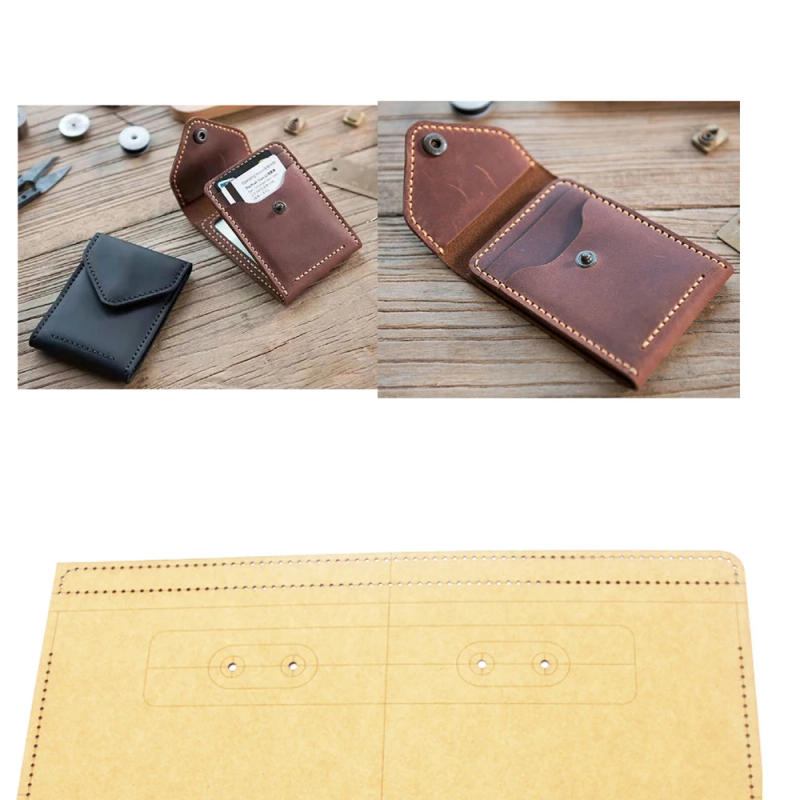 Description Picture 2 of itemDIY leather craft folded cardholder wallet die cutting kraft paper sewing pattern hollowed stencil template