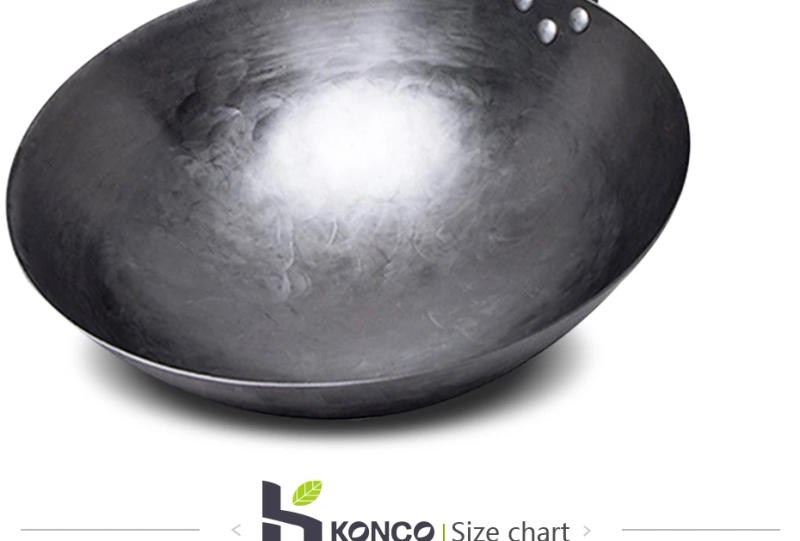 Description Picture 3 of itemKonco Household Iron Wok,Hand Forging Iron Pan Wooden Handle Pure Iron No Coating Non-stick Wok Pot Gas Cooker