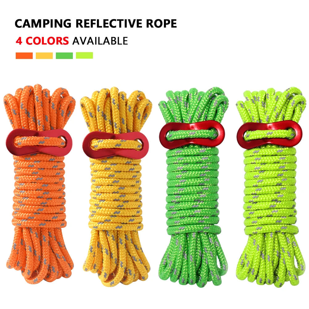 Description Picture 2 of item4m 4MM Reflective Guyline Tent Rope Multifunction Runners Guy Line Cord Paracord Outdoor Sports Camping Hiking Tent Accessories