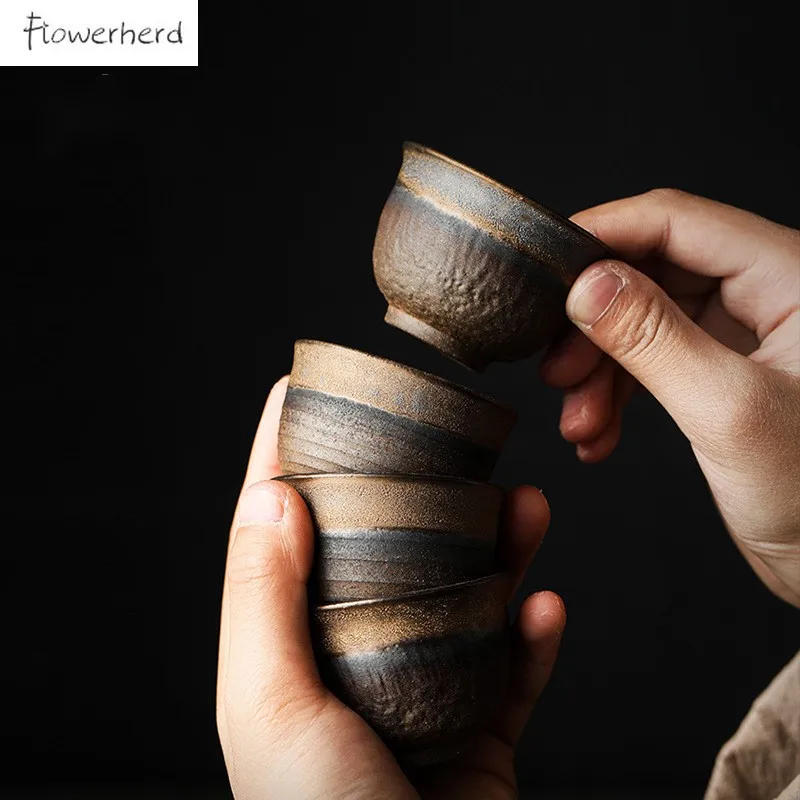 Description Picture 3 of itemJapanese Style Gilt Ceramic Tea Cup Teaware Kung Fu Tea Set Cup Retro Home Tea Bowl Tea Cup Set