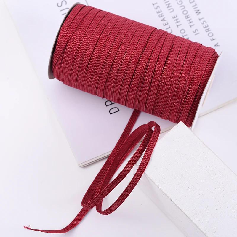 Description Picture 6 of item144yard/roll 6mm Gold Silver Red Colorful Elastic Sewing Elastic Band Flat Rubber Band Waist Band Stretch Rope Elastic Ribbon