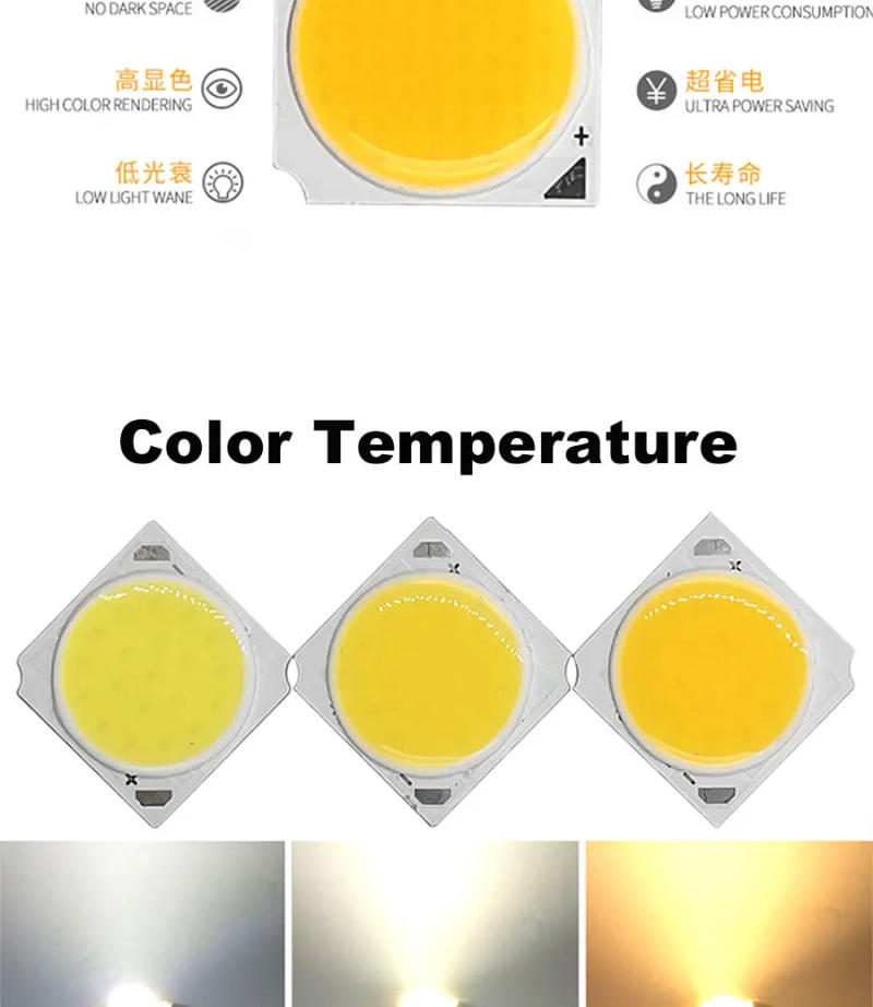 Description Picture 6 of itemDropshipping COB LED Chip 17mm Lighting Surface 10W 30W LED Beads with LED Driver for Downlamp Track Lights 30V 300mA Chips