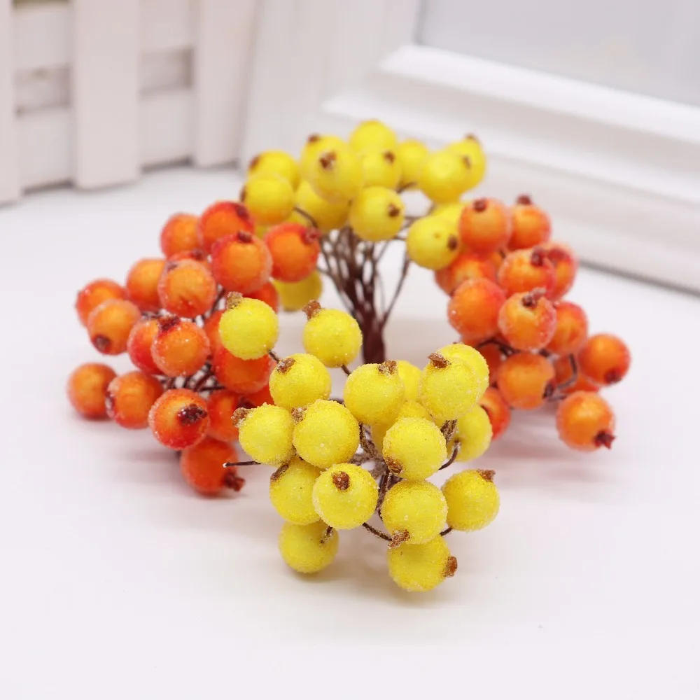 Description Picture 3 of item20pcs/40 Heads 1cm Mini Fake Fruit Small Double heads Berries Artificial Flower cherry Stamen Wedding Christmas Decorative