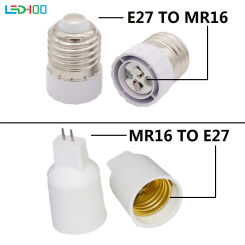 E27 To MR16 Base Converter E27 Lamp Holder Adapter Screw Socket MR16 GU5.3 To E27  LED Bulb Parts Caremic LED Light Lamp Adapter