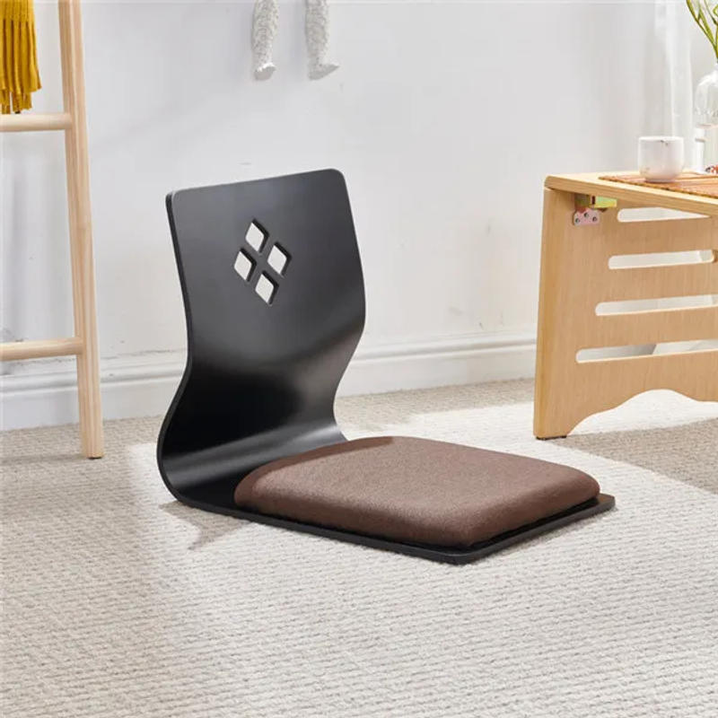 Description Picture 4 of item(2pcs/lot) Japanese Chair Design Home Living Room Furniture Kotatsu Table Chair Tatami Zaisu LegLess Floor Chair Black Finish