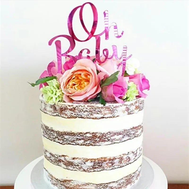 Description Picture 3 of itemGold Pink Acrylic "One" "Oh Baby" Happy Birthday Cake Topper Wedding Bride Party Decoration Dessert Baking Supplies lovely Gifts
