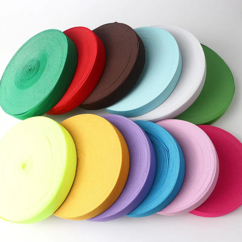 Description Picture 2 of item25Mm Color Elastic Band Thick Flat Braided Soft Rubber Spandex Webbing Sewing Lace Decorative Belt Clothing Accessories 1M