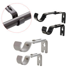 2PCS Adjustable Curtain Rod Bracket Holder Heavy Duty Metal Window Drapery Shower Curtain Pole Support Brace with Screws